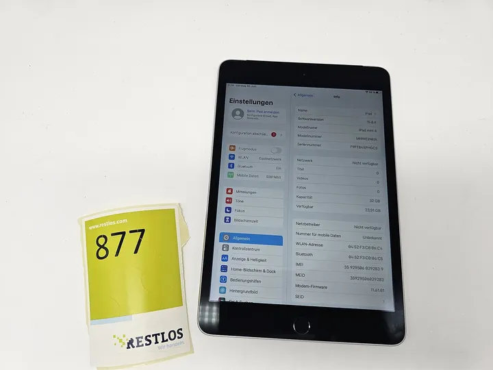 iPad Mini 4 32GB + Simkartenslot